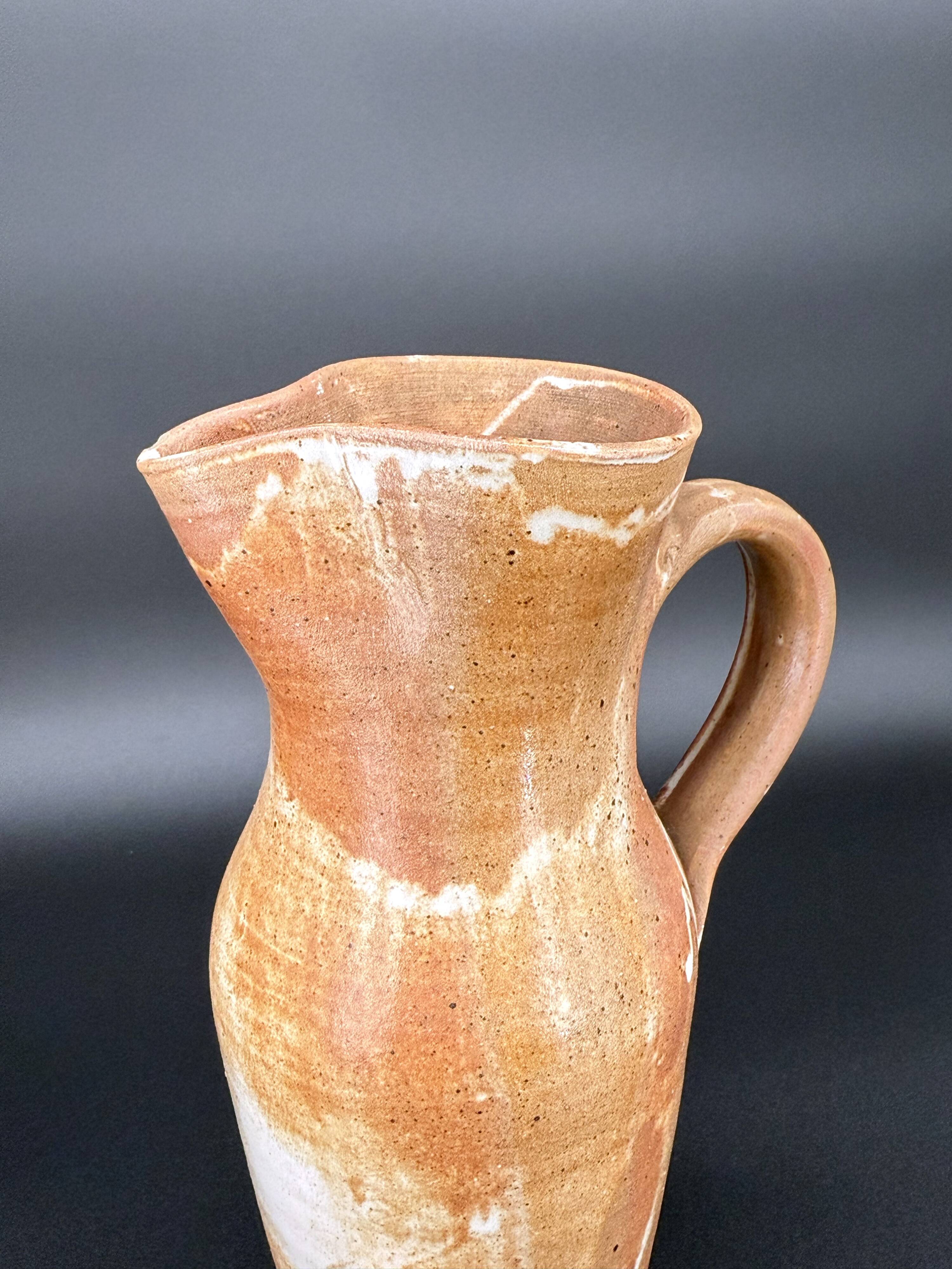 Large vintage flamed stoneware jug – France, 1970s