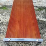 Chrome and teak coffee table