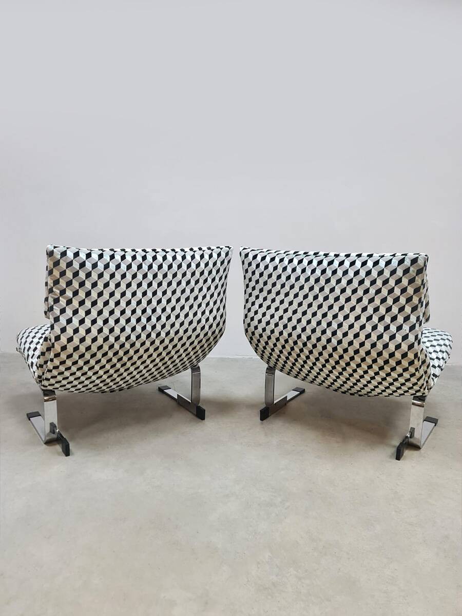 Vintage Italian design Onda Wave lounge chairs Giovanni Offredi Saporiti
