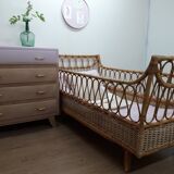 Lit enfant rotin vintage