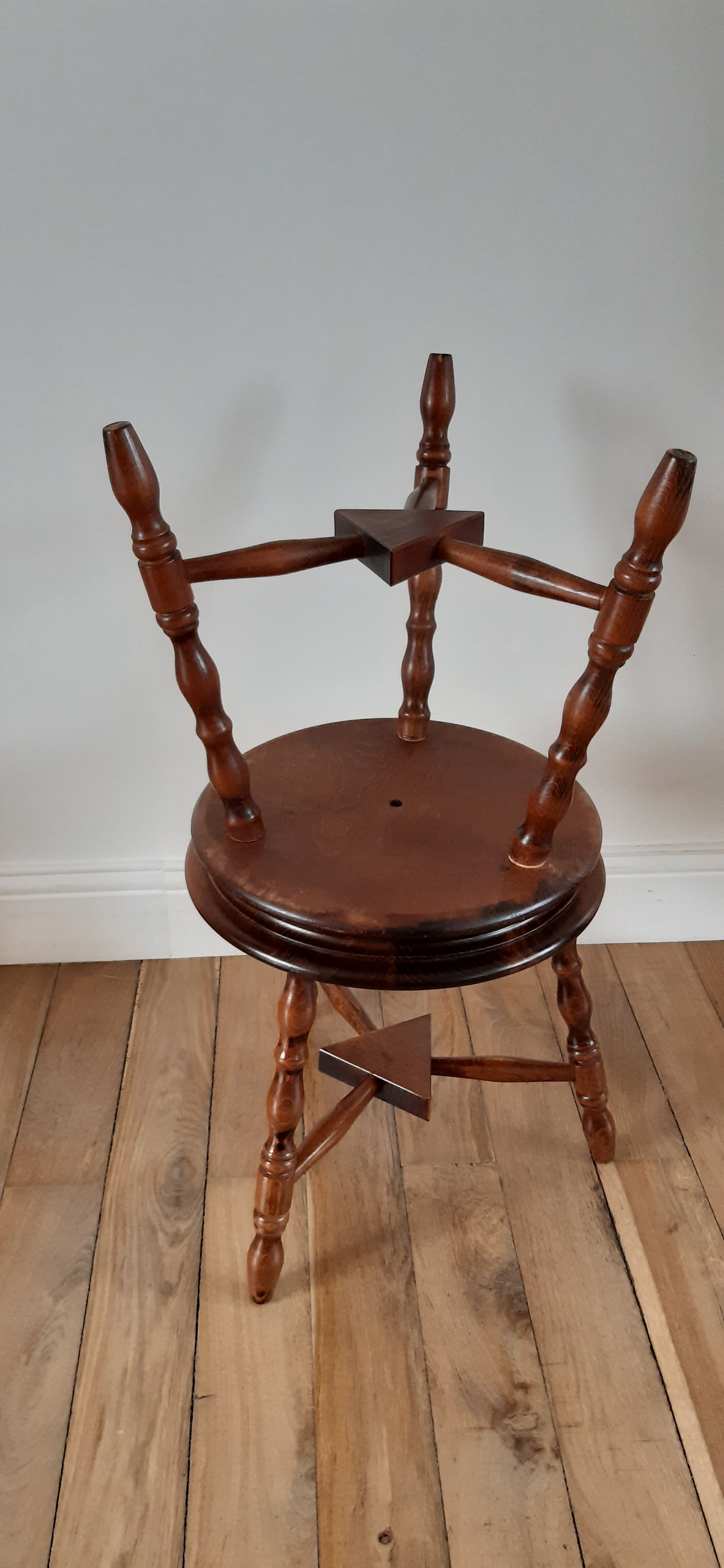 Pair of wooden stools turned vintage 60s
