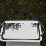 GUY DEGRENNE Serving Tray – Stainless Steel & Brass Handles – France