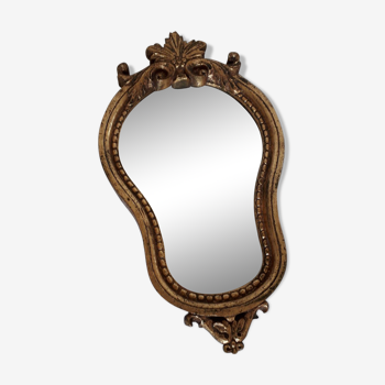 Miroir doré style Louis XV 17x31 cm