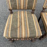 Paire de chaises anciennes style Louis XIII à pieds torsadés