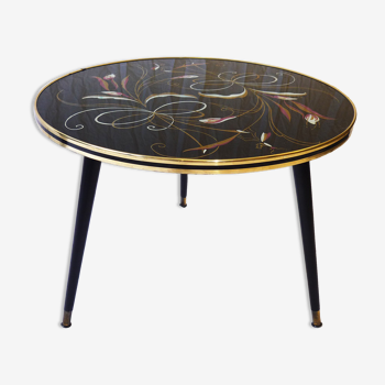 Table d'appoint peinture sous verre