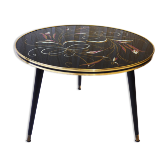 Table d'appoint peinture sous verre