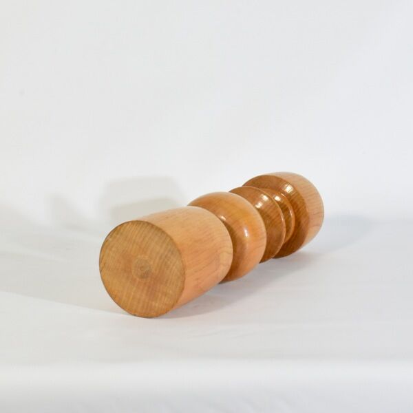 Candle holder in turned solid wood and brass