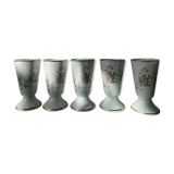 5 mazagrans porcelain vintage rosehip pattern