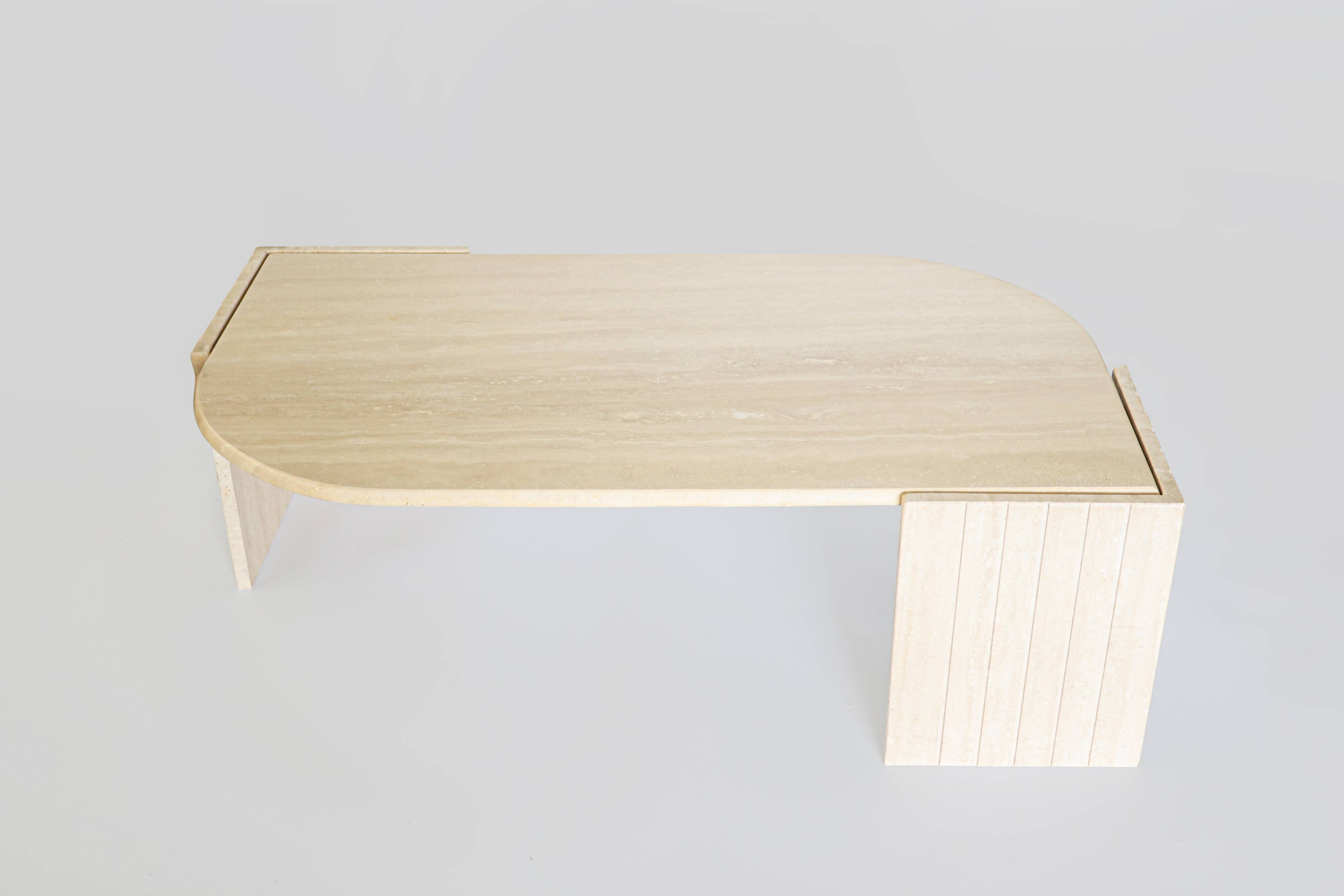 Vintage Italian travertine coffee table, 1970s.