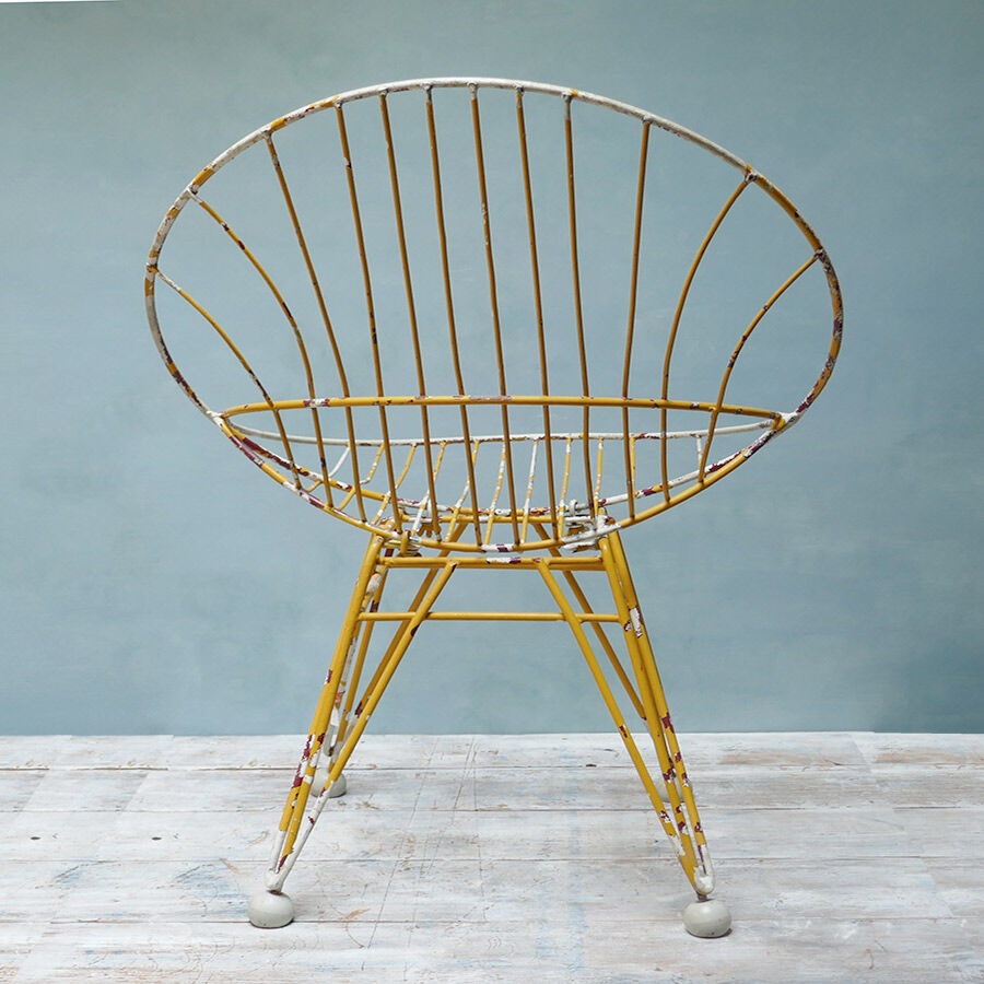 Yellow metal basket Chair years 50