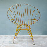 Yellow metal basket Chair years 50