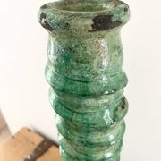 Bougeoir terre cuite émaillé vert 50 cm