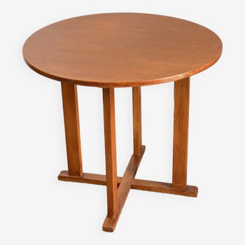 Table d'appoint ronde vintage en teck de style scandinave