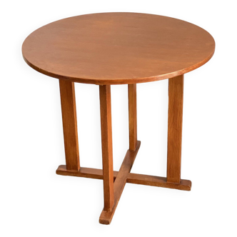 Table d'appoint ronde vintage en teck de style scandinave