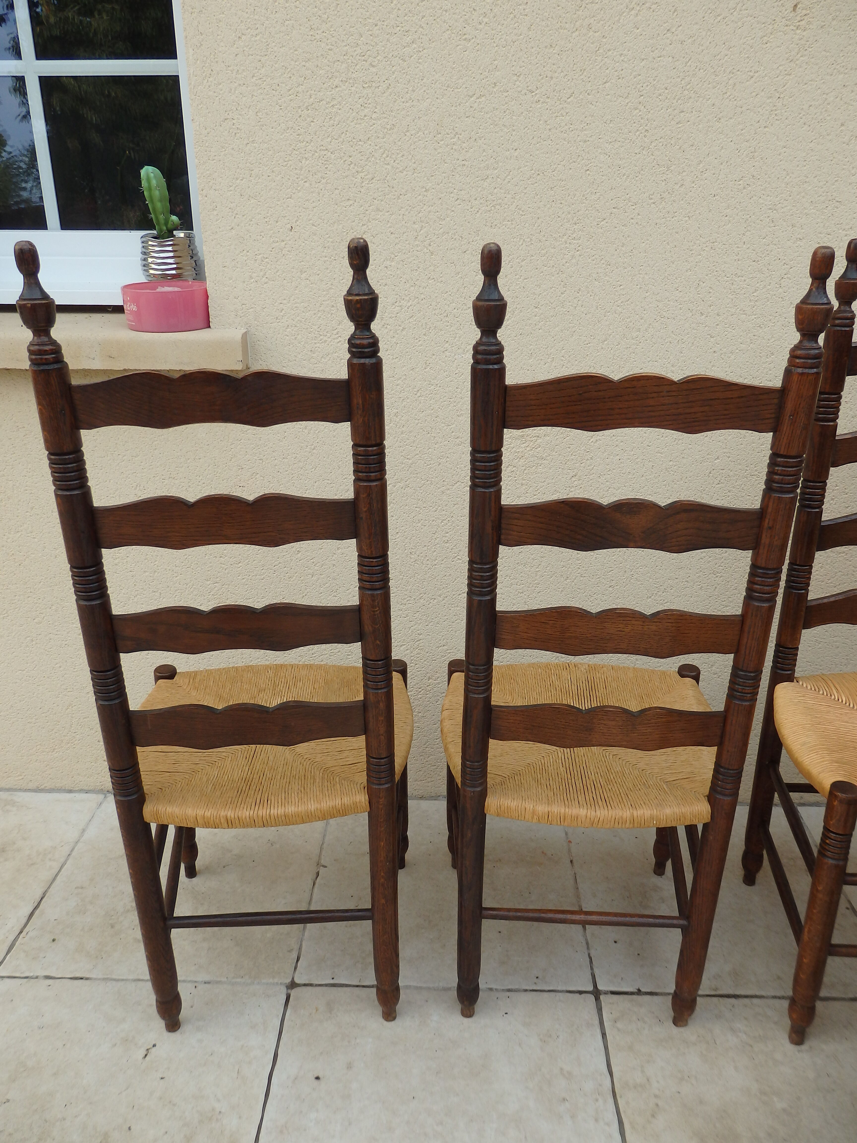 6 chairs straw and wood farmhouse old monastery