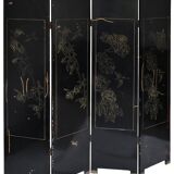 Four-panel lacquered wooden screen with Coromandel decoration.
