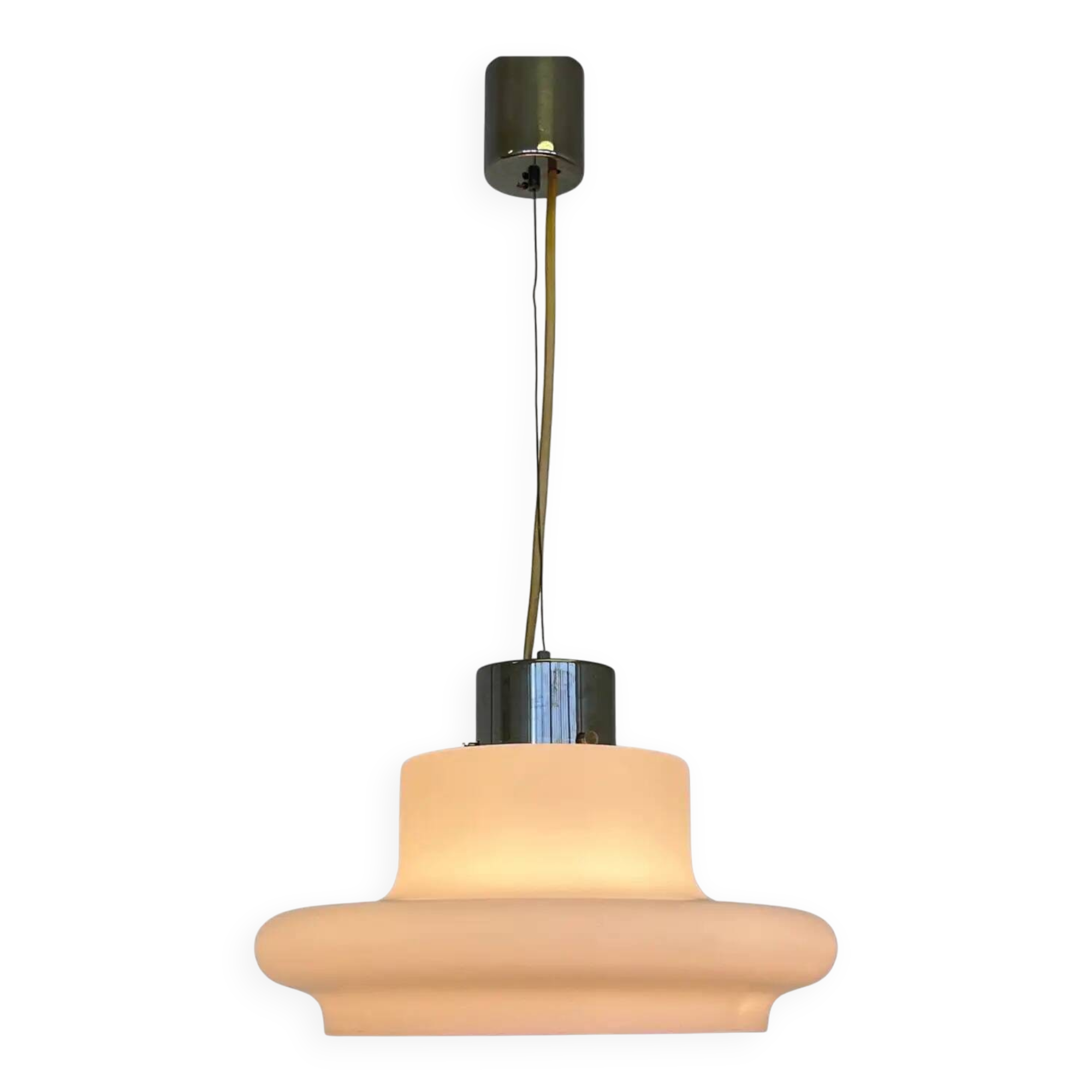 Design white glass pendant by Karel Volf, Czechoslovakia, 1970s