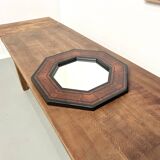 Octagonal wooden mirror by Jean-Claude Mahey