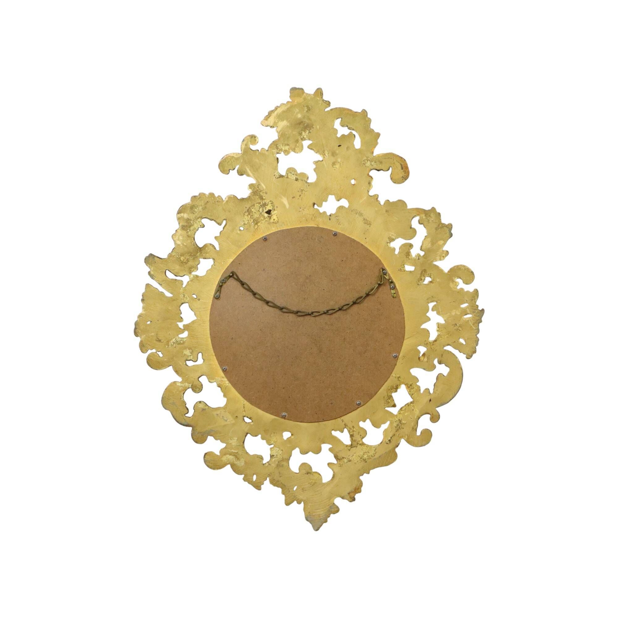 Classic Vintage Butler Mirror Gold Baroque Frame Witch's Eye Fifties