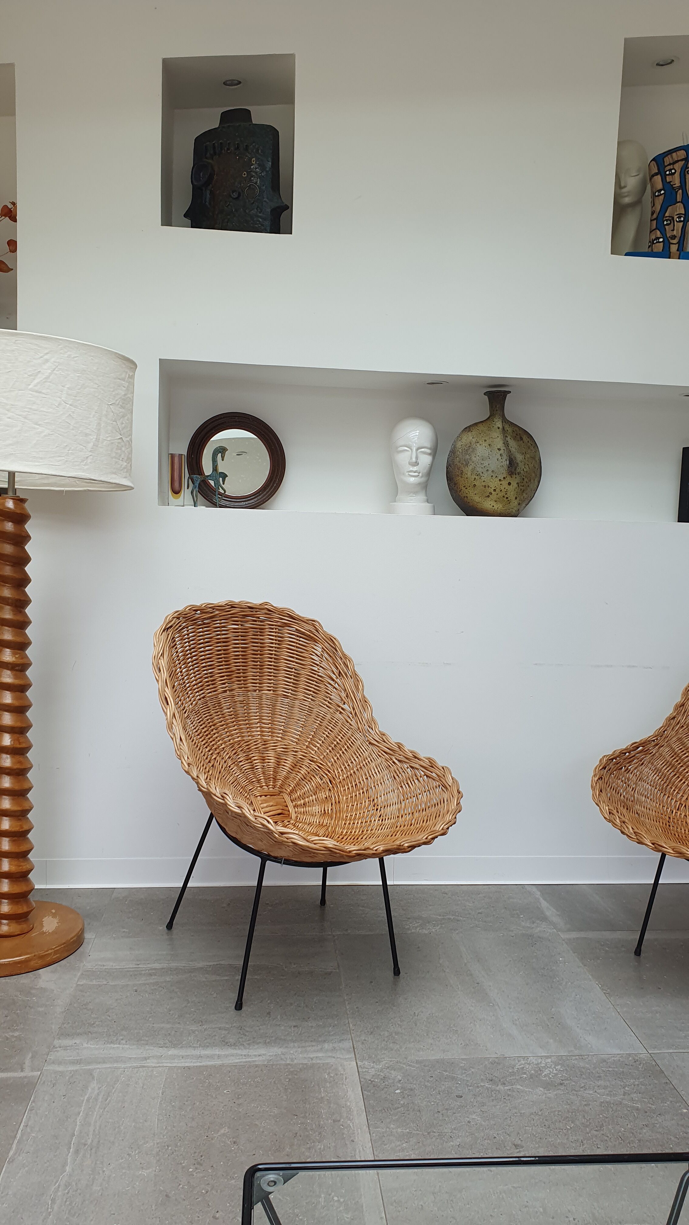 Pair of rattan basket chairs