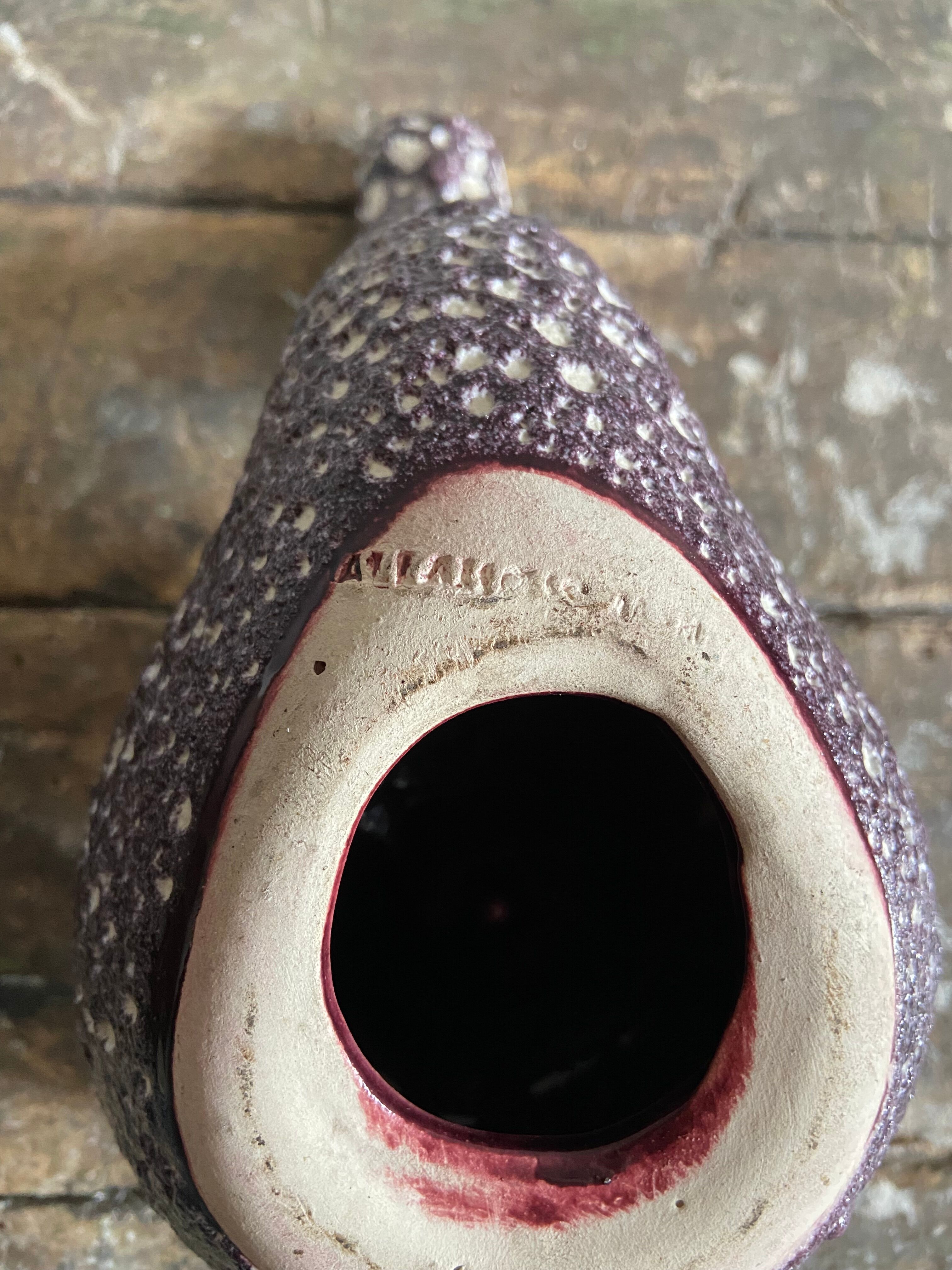 Pipe-shaped ashtray Vallauris fat lava