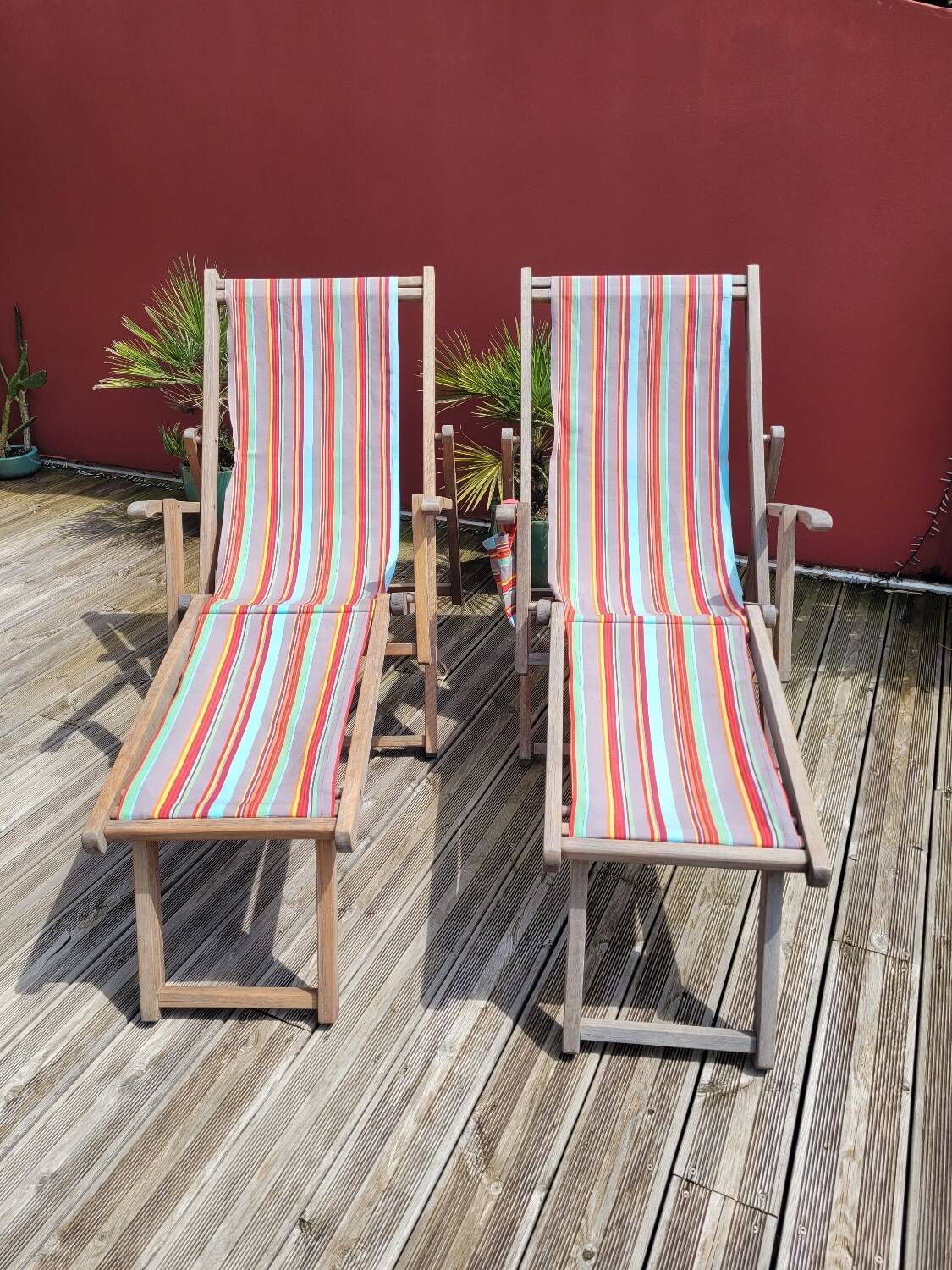 Pair of Roland Vlaemynck bayadere canvas loafers