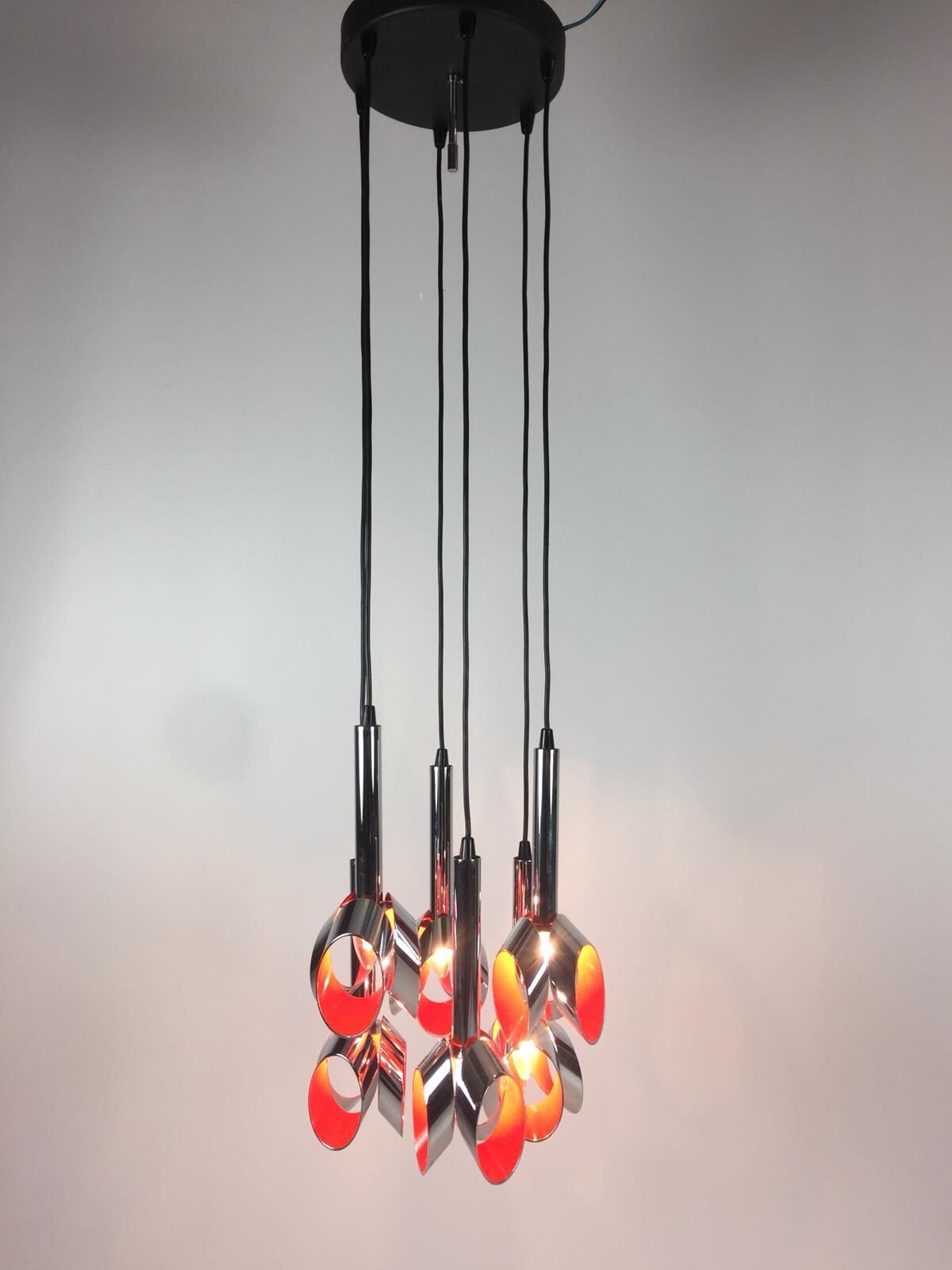 Chromed Metal Ceiling Lamp by RAAK, Amsterdam, 1960's