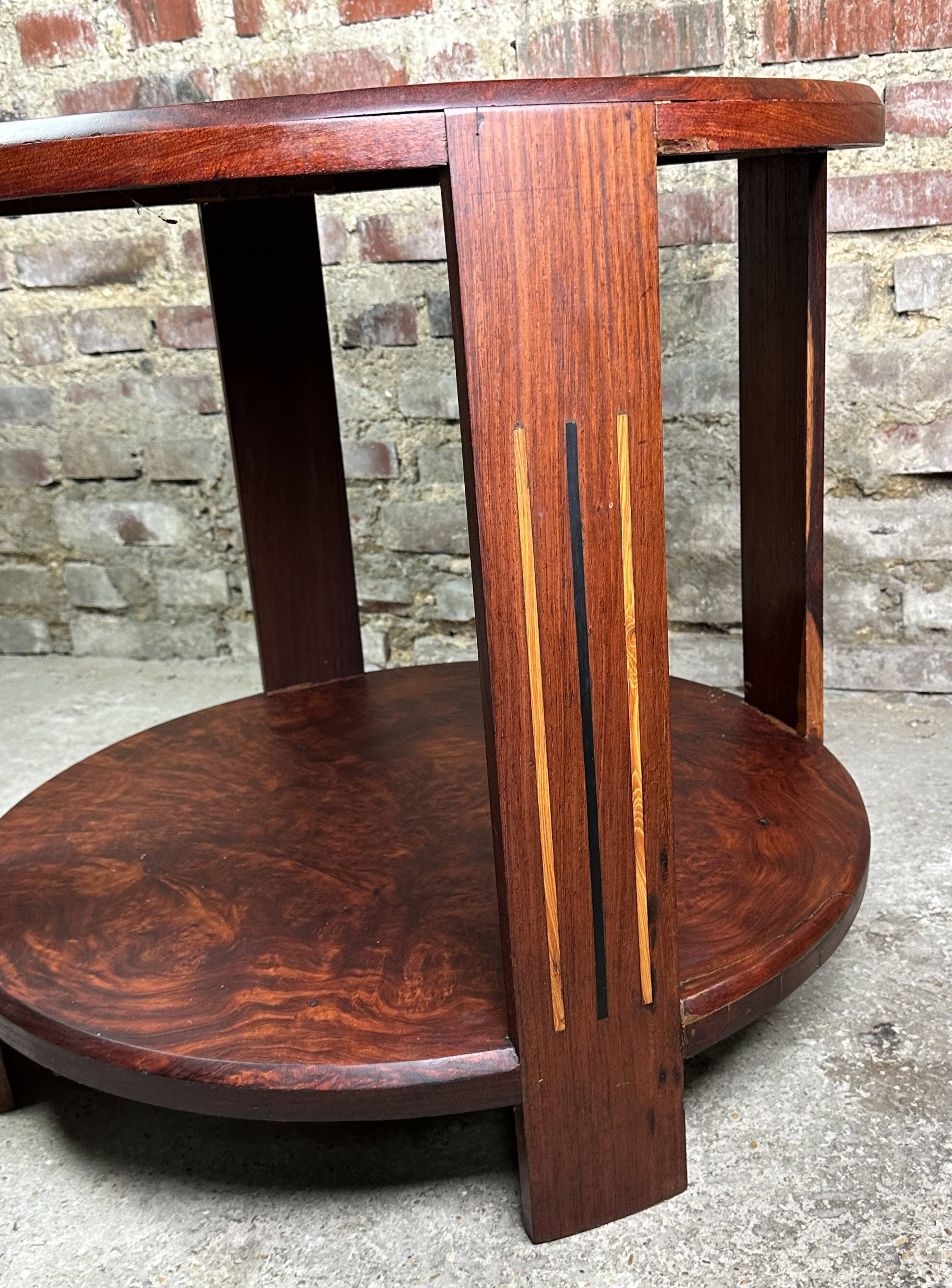 Art Deco side table / pedestal table in Rio rosewood