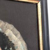 Peinture à l'huile antique vintage d'une dame néerlandaise, 19e siècle