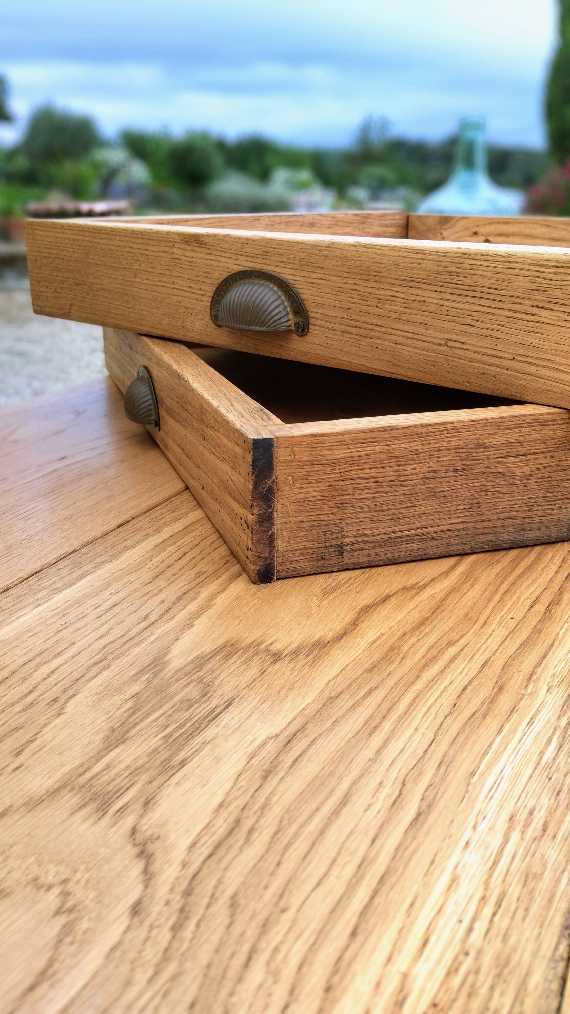 Elegant and refined 230 X 73 solid oak farmhouse table.