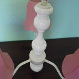 Lasuffed white metal suspension - 3 pink lampshades