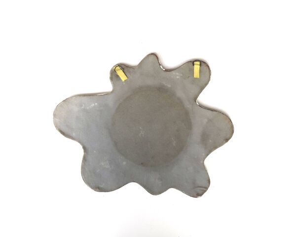 Miroir mural en céramique orange et gris, Vallauris années 60