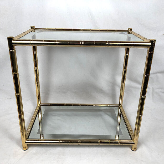 Lancel House gilded metal coffee table, two glazed tops