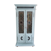 Vintage Cabinet in Carved Wood and Stained glass doors