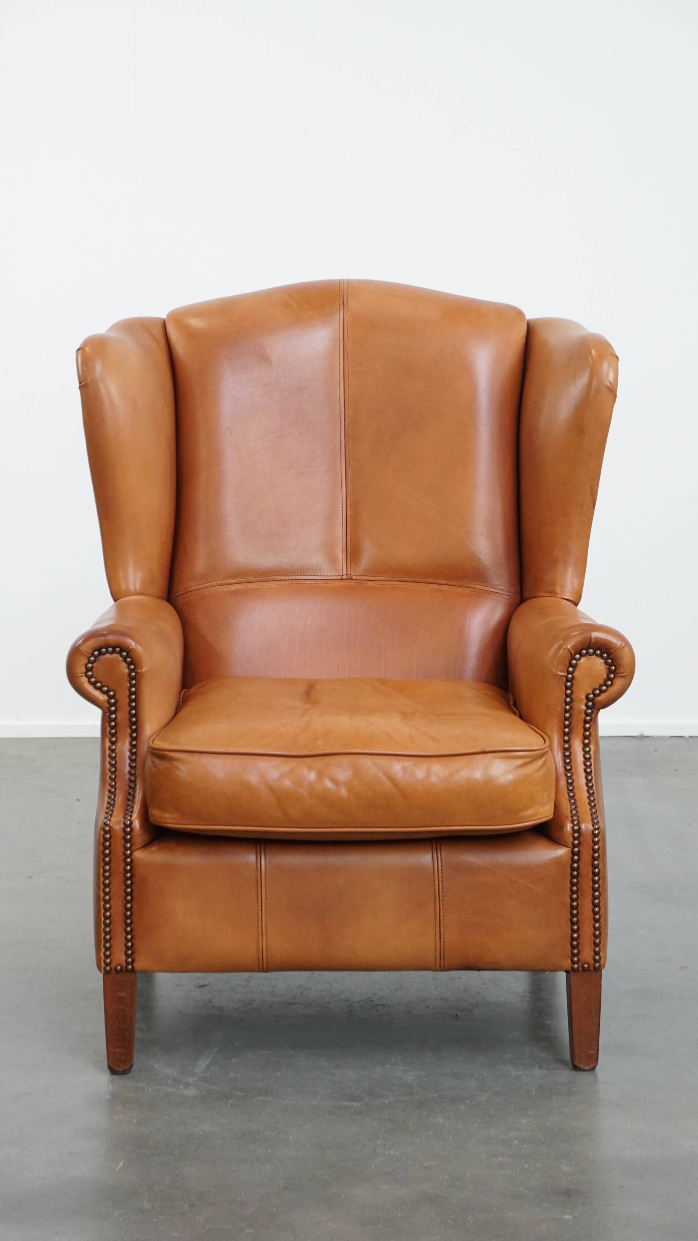 Wingback Chair Made of Cowhide Leather