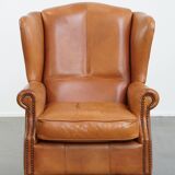 Wingback Chair Made of Cowhide Leather