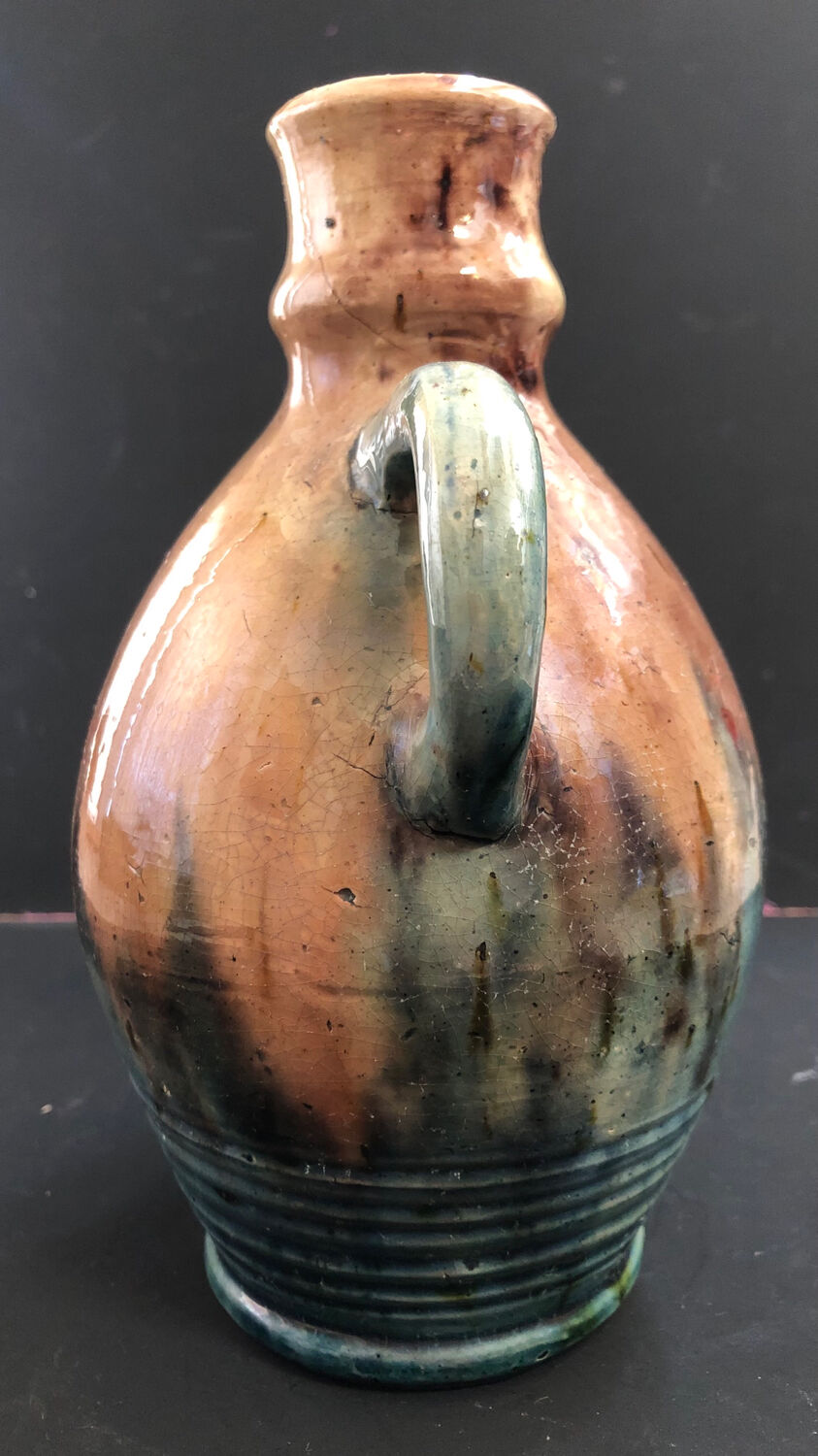 Vase with asymmetrical handles in Flemish stoneware