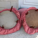 Pair of pink velvet toad armchairs