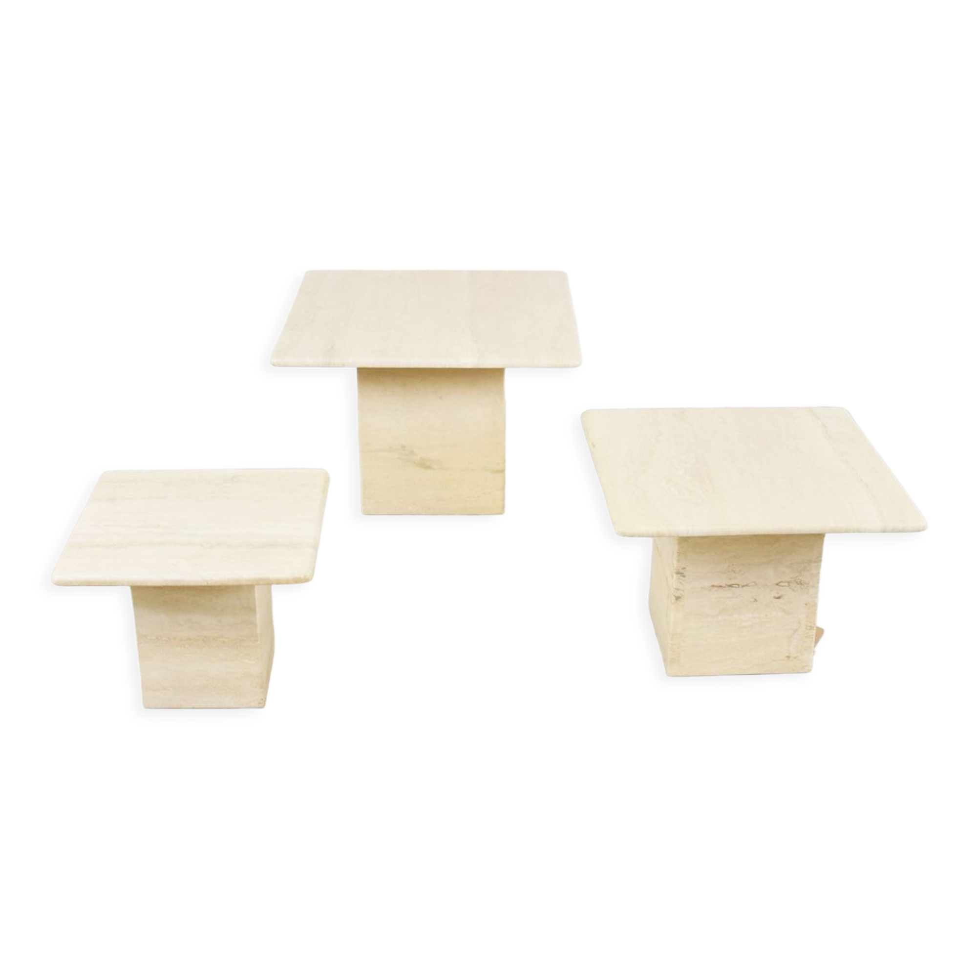 Vintage travertine nesting tables or side tables, 1970s