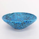 Ceramic fruit bowl with turquoise blue sea foam enamels, 1950