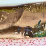 Ancient zoomorphic terrine in the shape of a deer, enamelled earthenware, Caugant