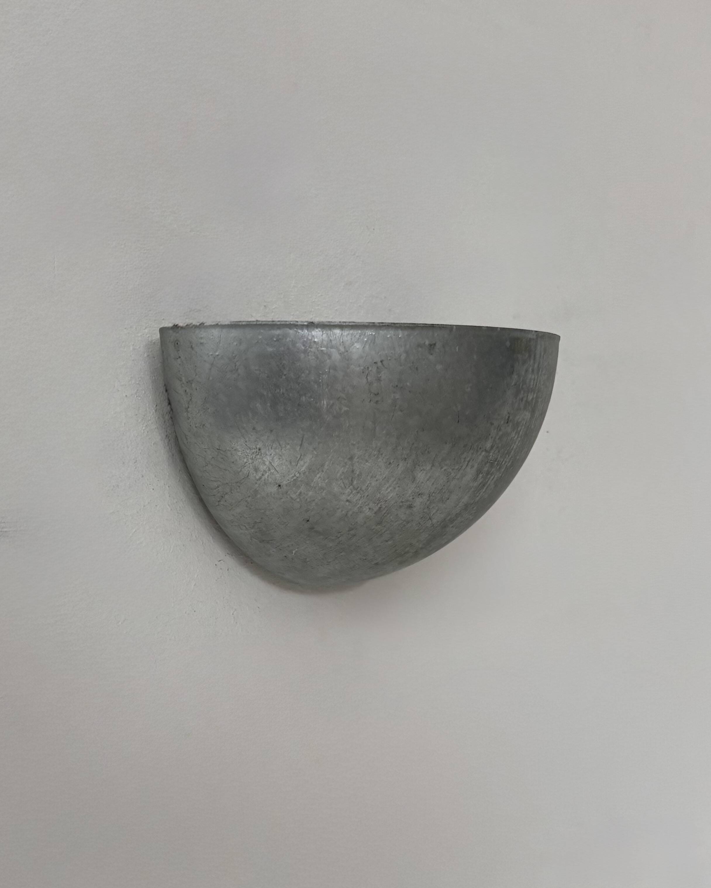 Vintage half-moon wall light in patinated steel, France, 1980