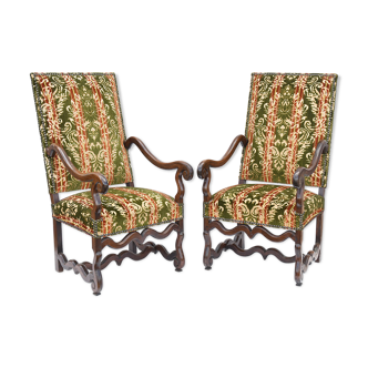 Pair of walnut armchairs