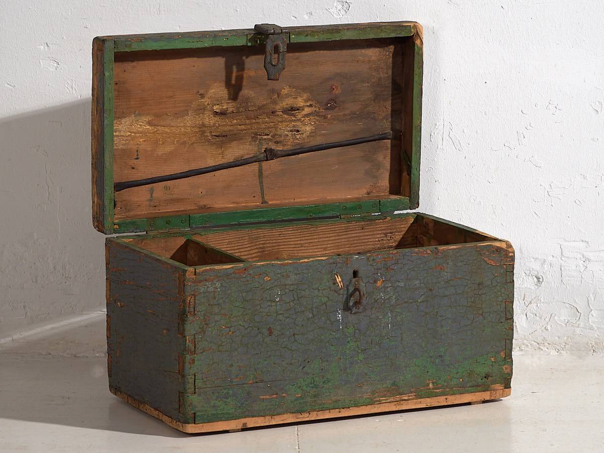 Antique military chest with green patina (c.1910) #67