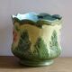 Antique Ceramic Cache Pot with Poppies, Art Nouveau Planter