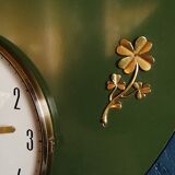Vintage formica clock silent wall clock "golden green star"