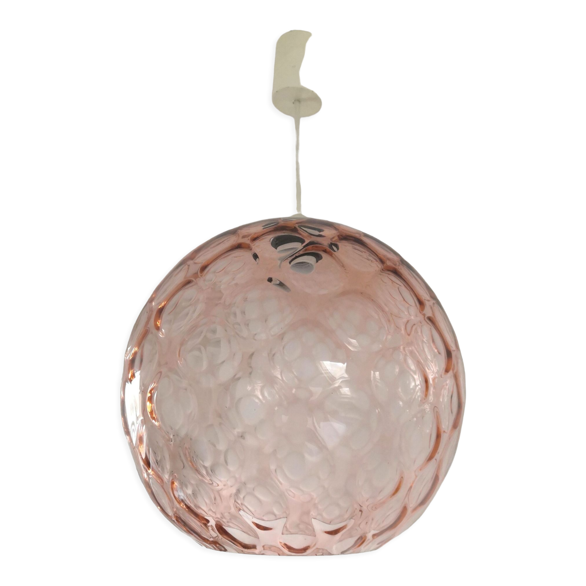 Suspension in bubble glass pink design 70s