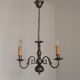 Italian Vintage Silver Brushed Metal 3 Light Flemish Style Chandelier