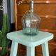 Old almond green wooden stool