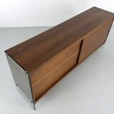 Teak sideboard with glass legs, France - 1990s